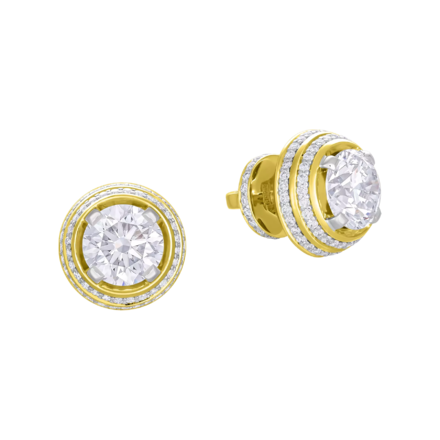 Пусеты с бриллиантами, жёлтое золото, н.керамика 1