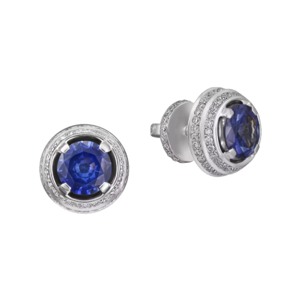Пусеты с сапфирами, белое золото 1