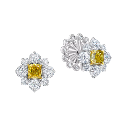 Пусеты с бриллиантами, белое золото 1