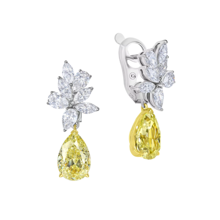 Серьги с бриллиантами, белое и жёлтое золото 1