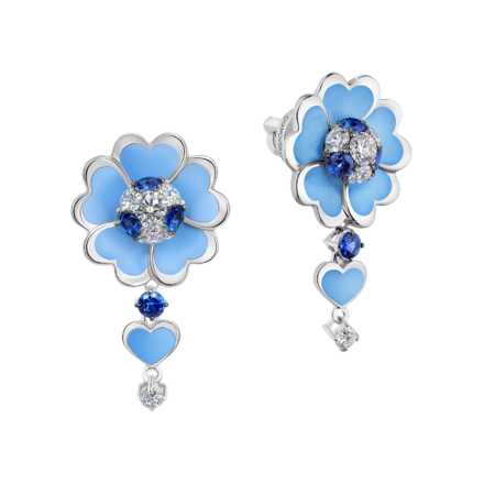 Пусеты с бриллиантами и сапфирами, белое золото, н.керамика 1