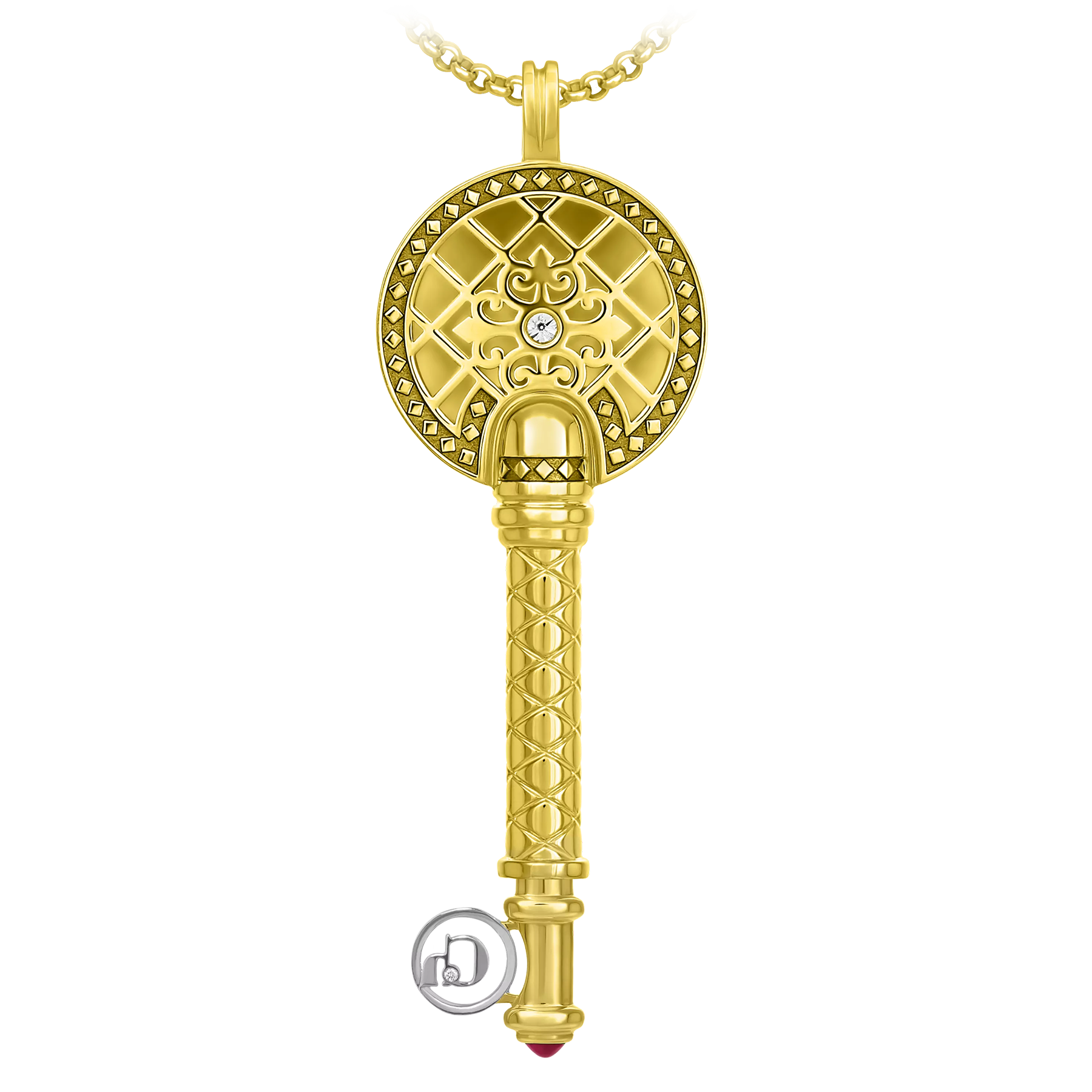 Подвес с рубином и бриллиантами, жёлтое и белое золото