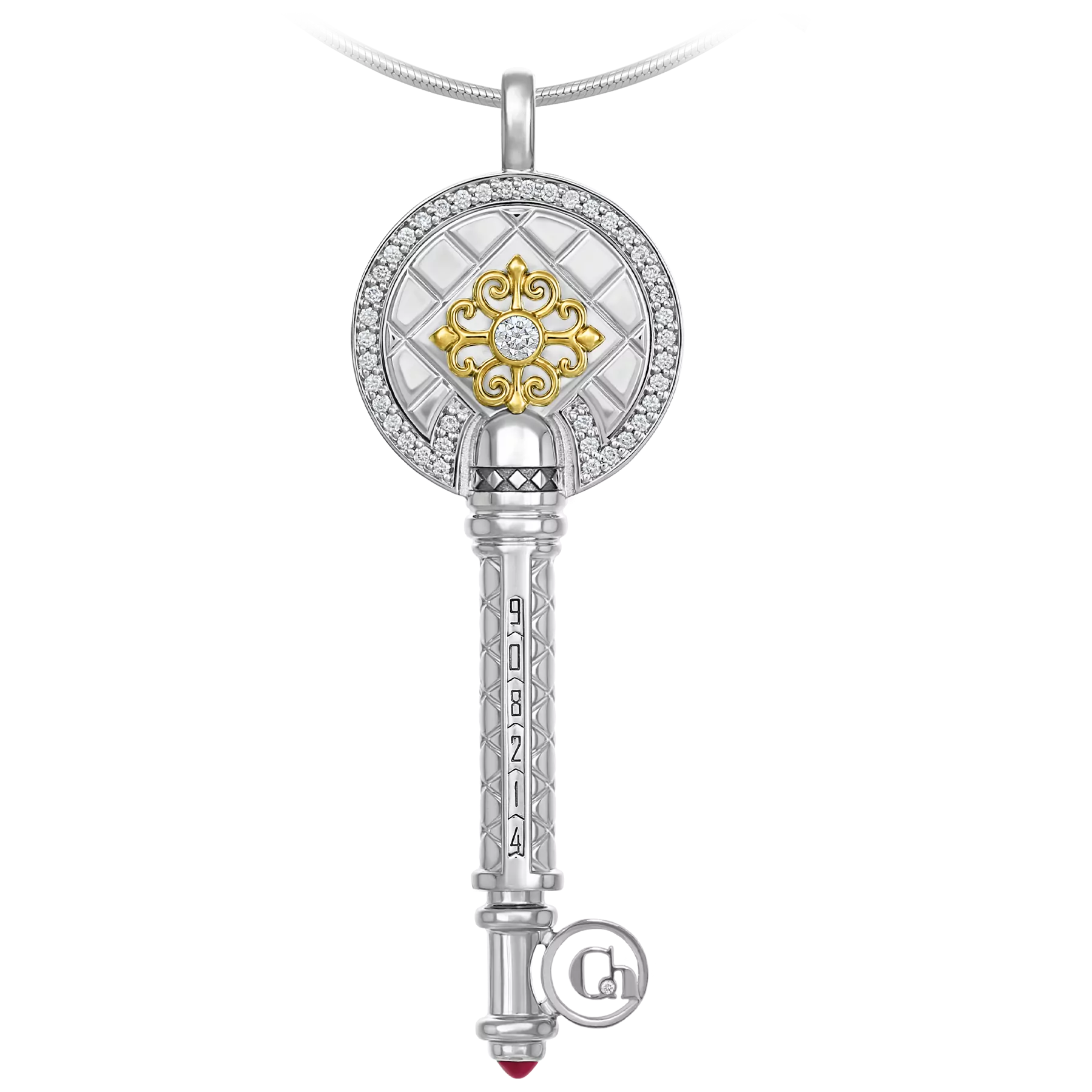 Подвес с рубином и бриллиантами, белое и жёлтое золото