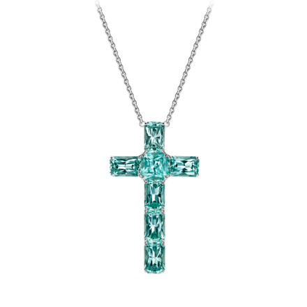 Колье с изумрудами и бриллиантом, белое золото 1