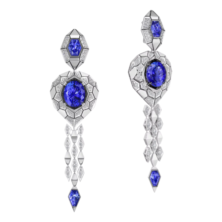 Серьги с бриллиантами и танзанитами, белое золото 1
