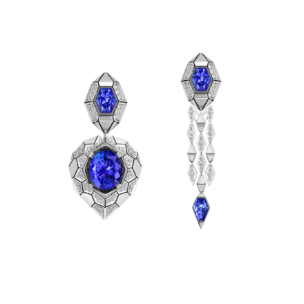 Серьги с бриллиантами и танзанитами, белое золото 2