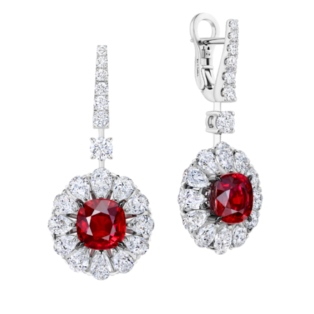 Серьги с рубинами и бриллиантами, белое золото 1