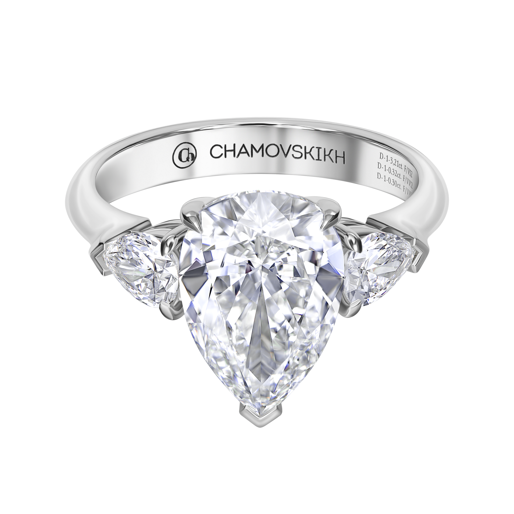 Кольцо с бриллиантами, белое золото