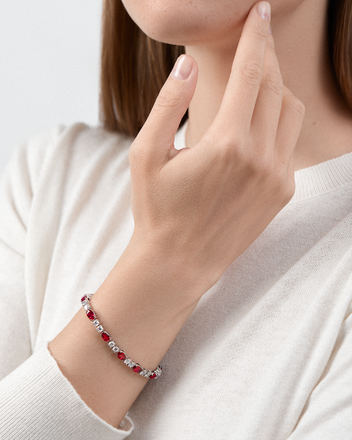 Браслет с рубинами и бриллиантами, белое золото 2