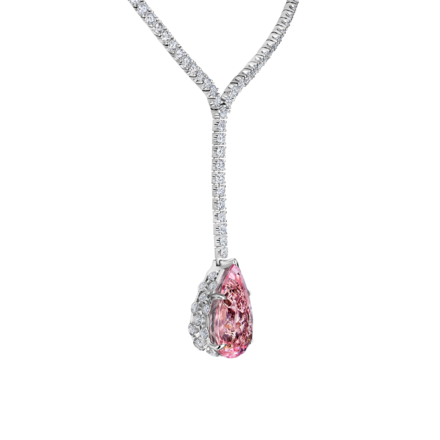 Колье с морганитом и бриллиантами, белое золото 2