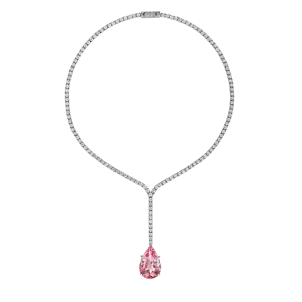 Колье с морганитом и бриллиантами, белое золото 3