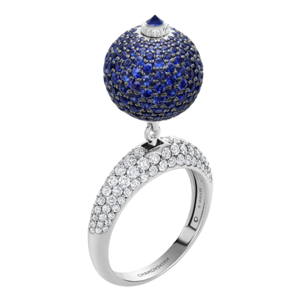 Кольцо с сапфирами и бриллиантами, белое золото 1