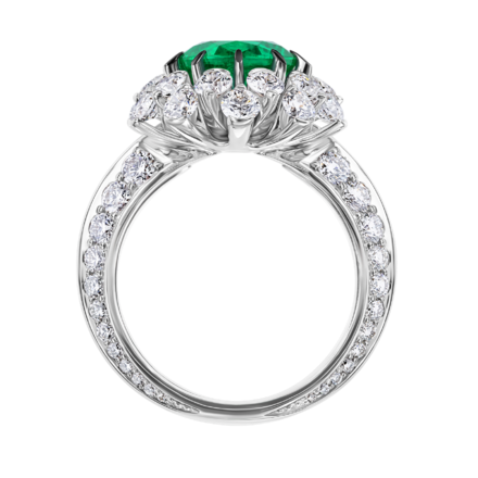 Кольцо с изумрудом и бриллиантами, белое золото 2