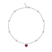 Браслет с рубином и бриллиантами, белое золото