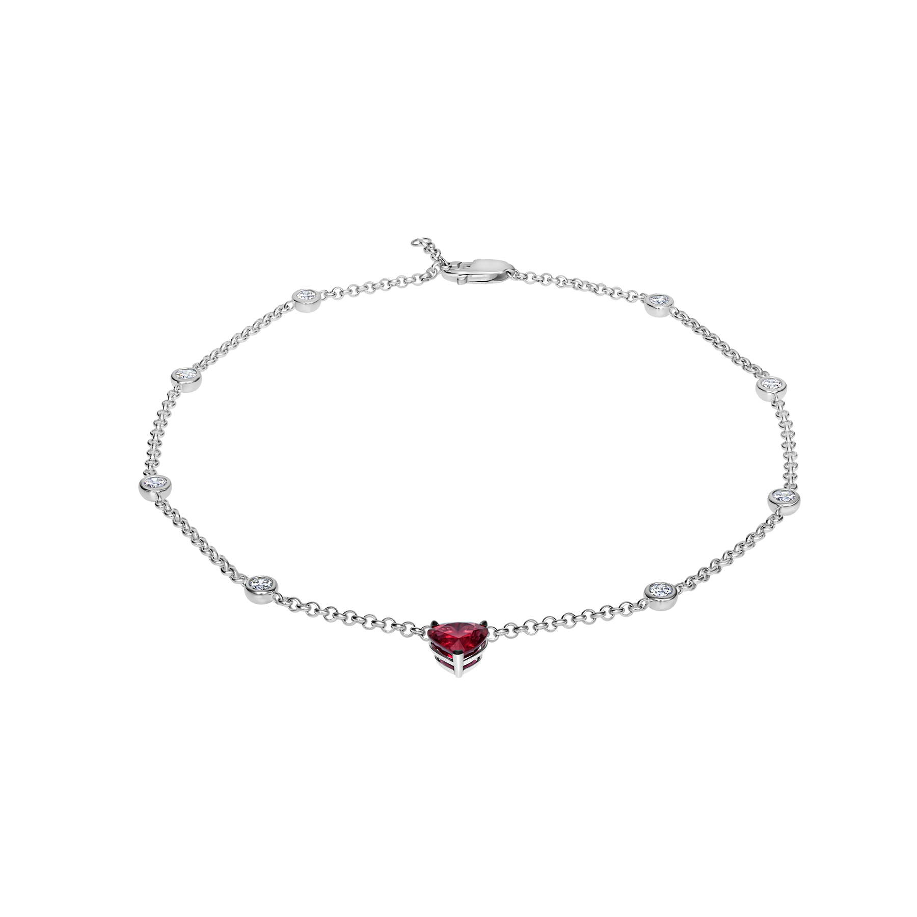 Браслет с рубином и бриллиантами, белое золото