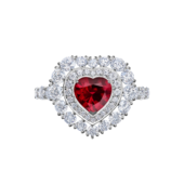 Кольцо с рубином и бриллиантами, белое золото