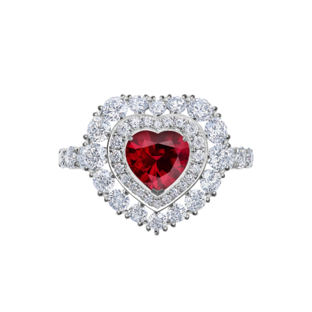 Кольцо с рубином и бриллиантами, белое золото 3