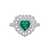 Кольцо с изумрудом и бриллиантами, белое золото