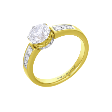 Помолвочное кольцо с бриллиантами, жёлтое золото 1