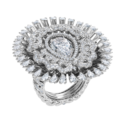 Кольцо с бриллиантами, белое золото 1