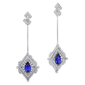 Серьги с танзанитами и бриллиантами, белое золото
