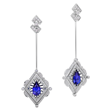 Серьги с танзанитами и бриллиантами, белое золото 1