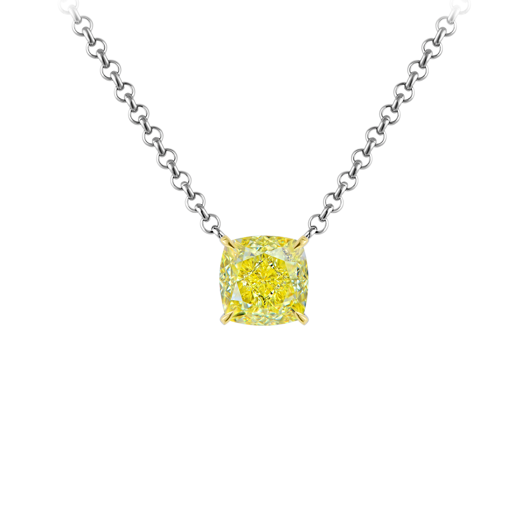 Колье с бриллиантом, белое золото