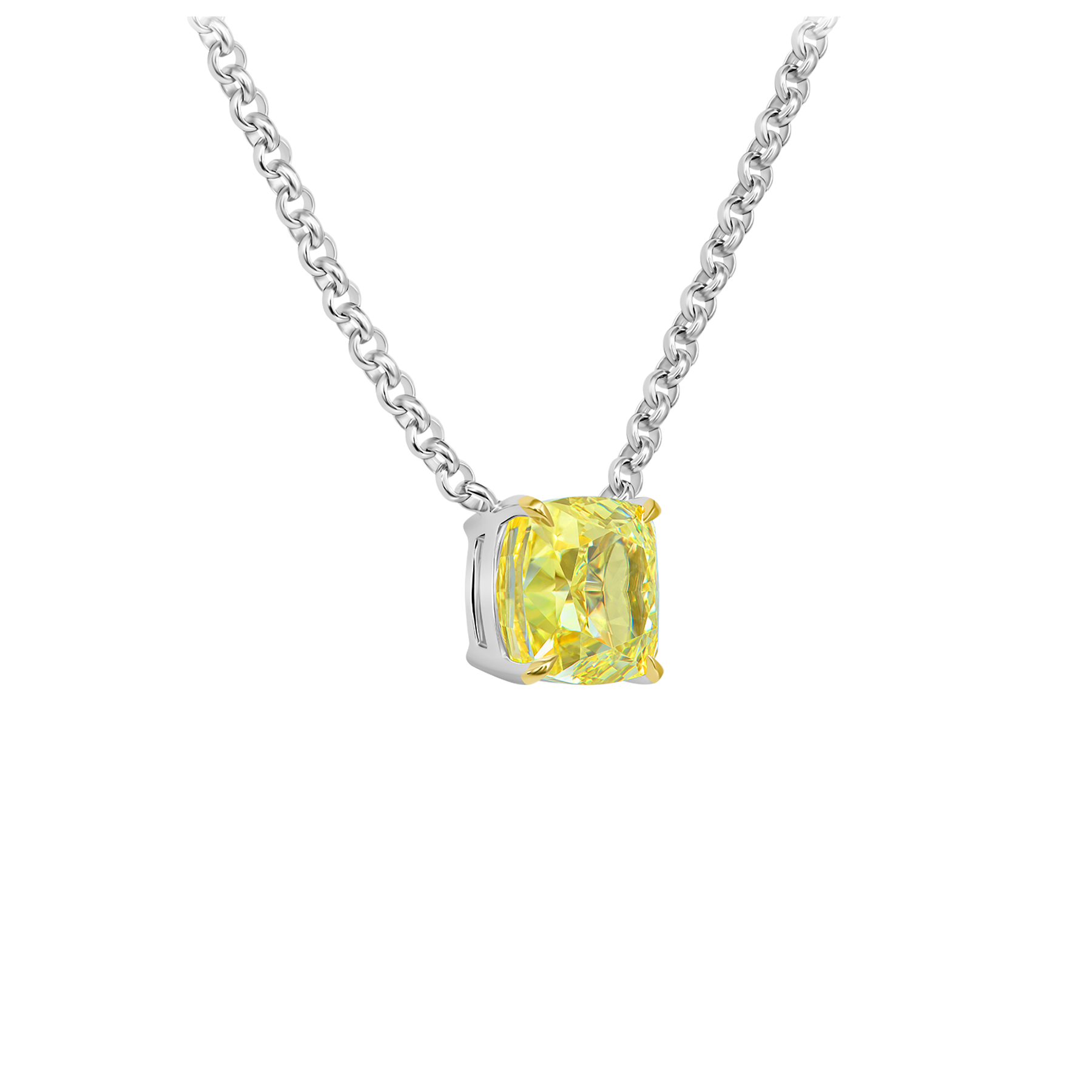 Колье с бриллиантом, белое золото