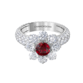 Кольцо с рубином и бриллиантами, белое золото
