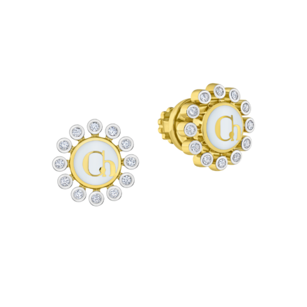 Пусеты с бриллиантами, желтое золото, нанокерамика 1