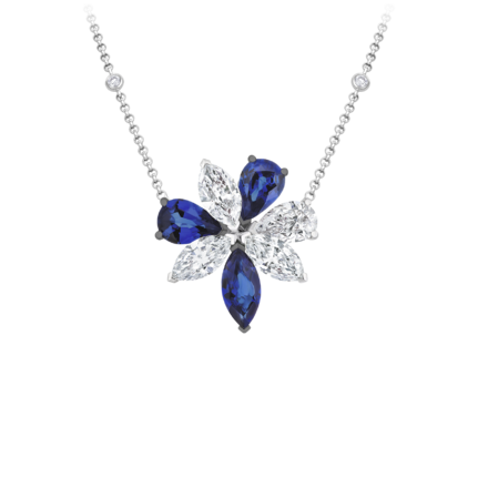 Колье с сапфирами и бриллиантами, белое золото 1