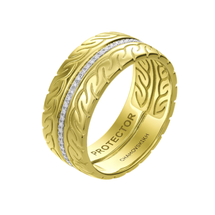 Кольцо с бриллиантами, желтое золото. 1