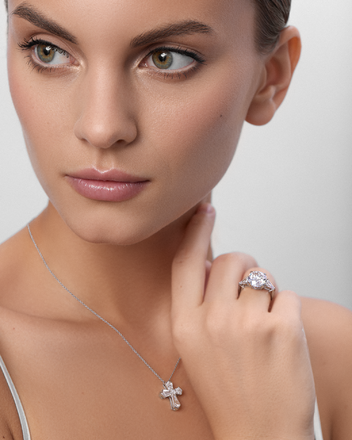 Обручальное кольцо с бриллиантами, белое золото 4