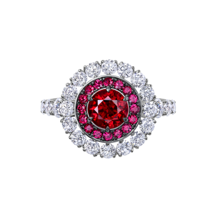 Кольцо с рубинами и бриллиантами, белое золото 3