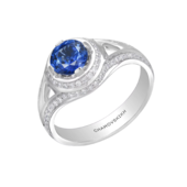 Кольцо с сапфиром и бриллиантами, белое золото