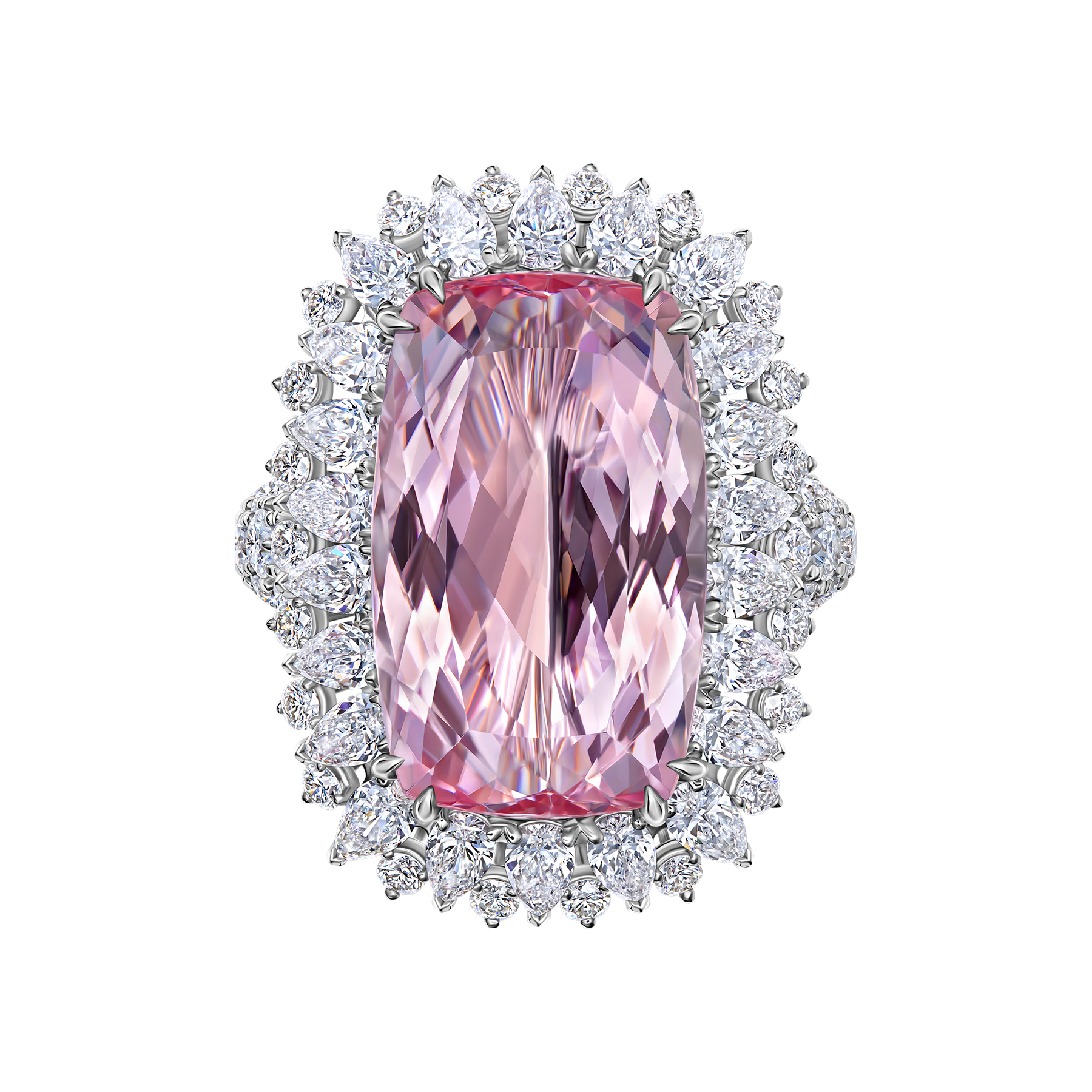 Кольцо с морганитом и бриллиантами, белое золото