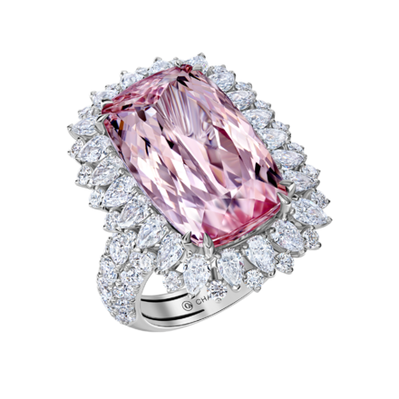 Кольцо с морганитом и бриллиантами, белое золото 1