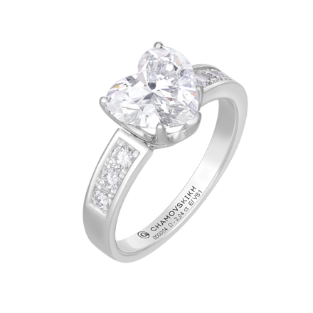 Кольцо с бриллиантами, белое золото 1