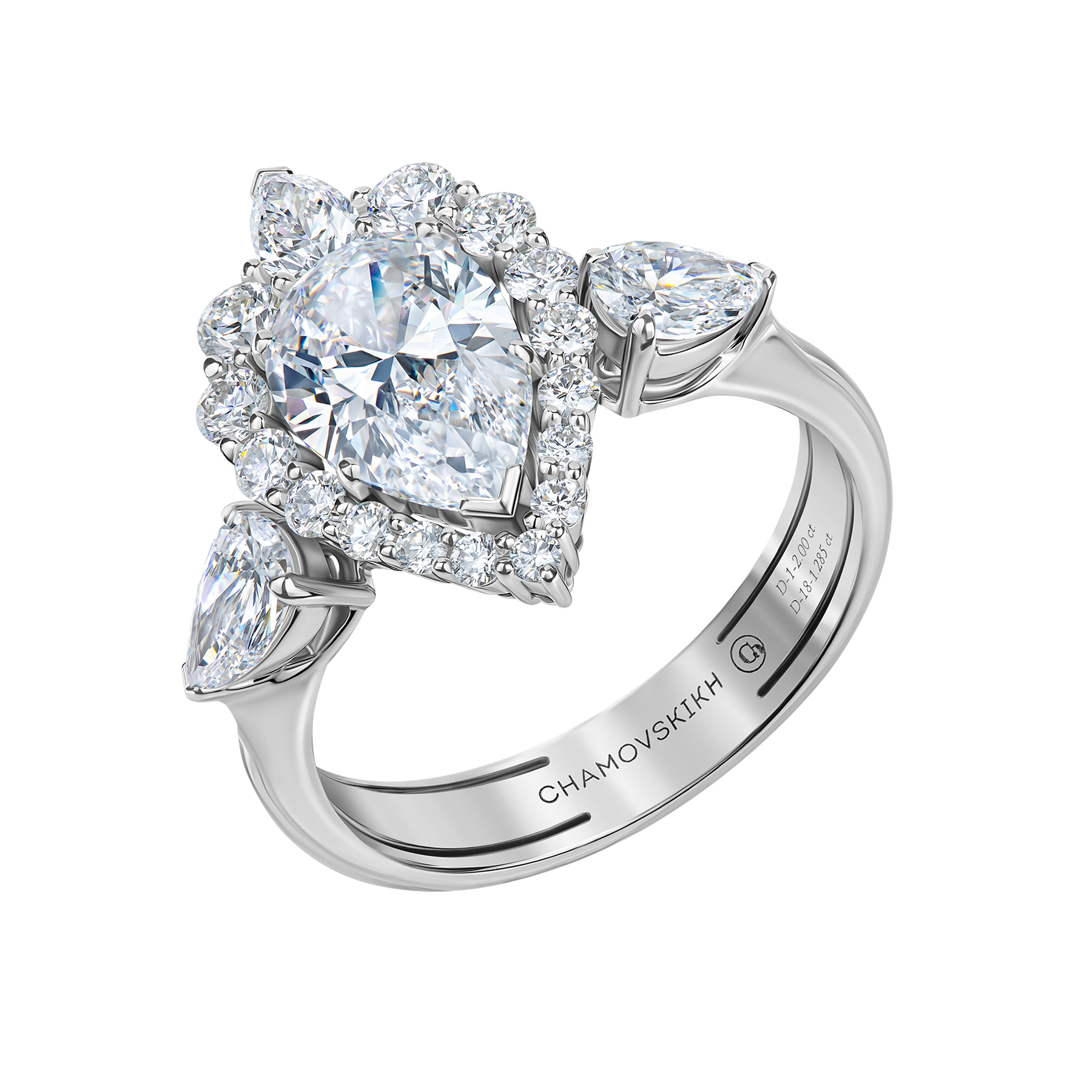 Кольцо с бриллиантами, белое золото