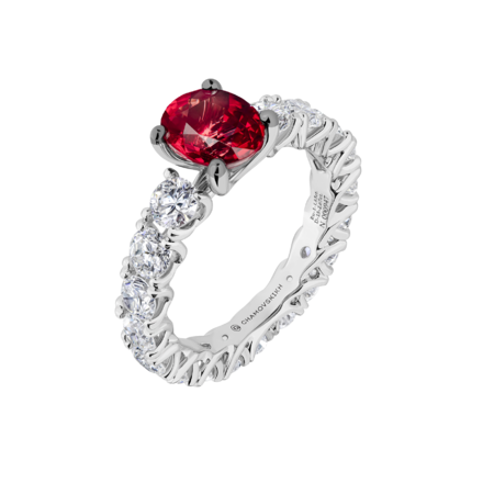 Кольцо с рубином и бриллиантами, белое золото 1