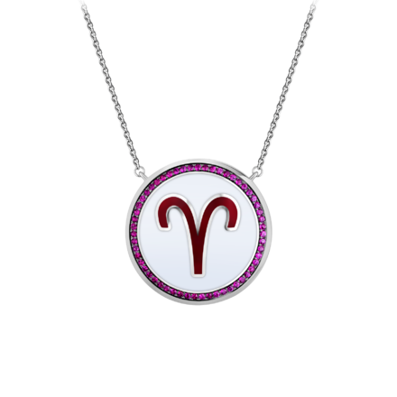 Колье с рубинами и бриллантами, белое золото 1