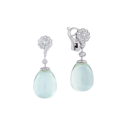 Серьги с кварцем и бриллиантами, белое золото 1