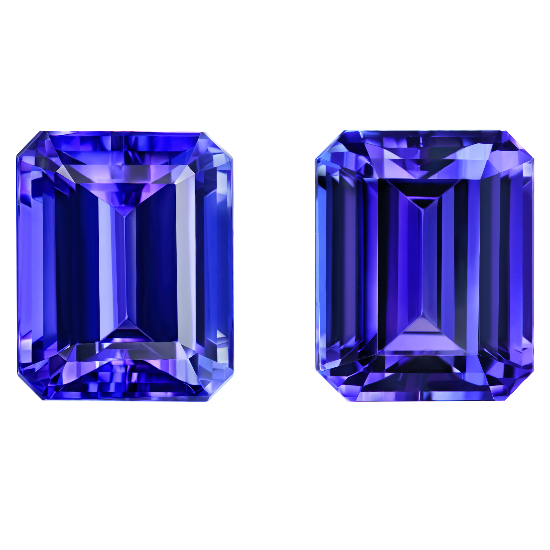 Сет из двух танзанитов, Октагон, 21,08 ct/ 20,76 ct