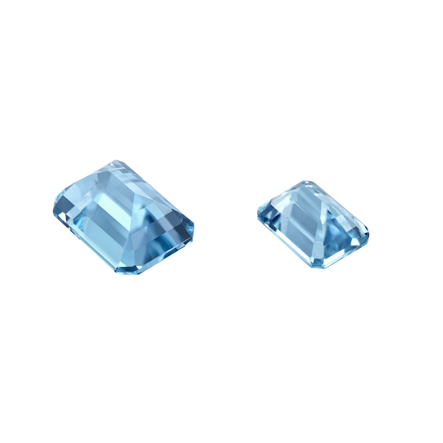 Сет из двух аквамаринов, Октагон, 2,38 ct/ 0,98 ct
