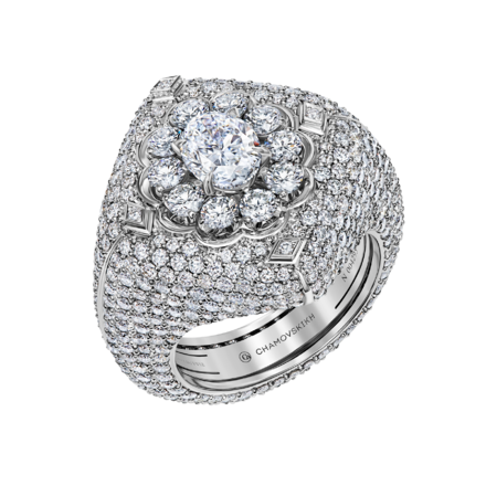 Кольцо с бриллиантами, белое золото 1