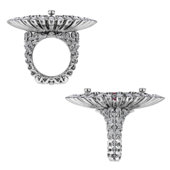 Кольцо с изумрудом, турмалином параиба, турмалином рубеллитом и бриллиантами, белое золото