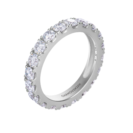 Обручальное кольцо с бриллиантами, белое золото 1