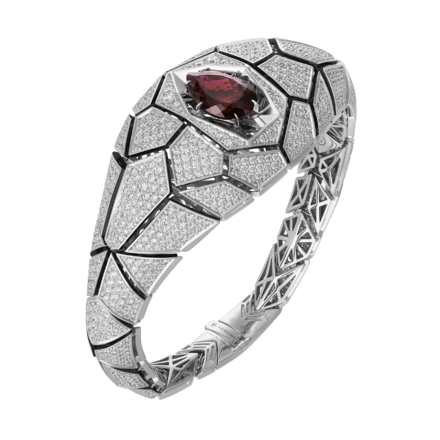 Браслет с рубеллитом и бриллиантами, белое золото 1