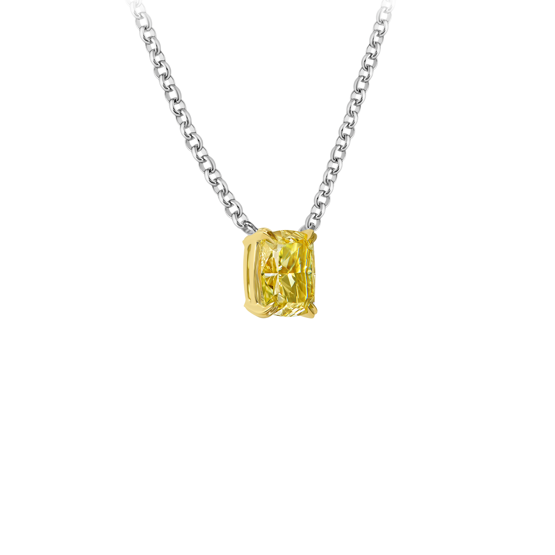 Колье с бриллиантом, белое золото