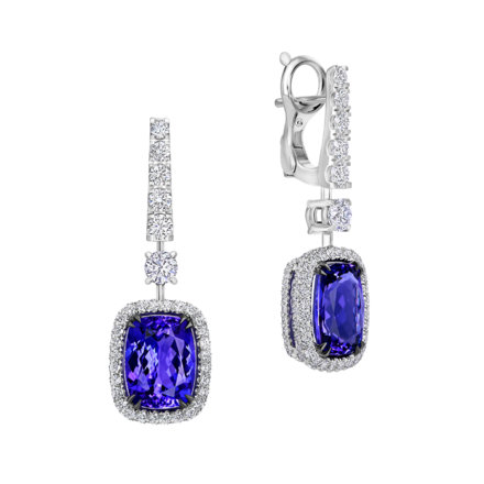 Серьги с танзанитами и бриллиантами, белое золото 1